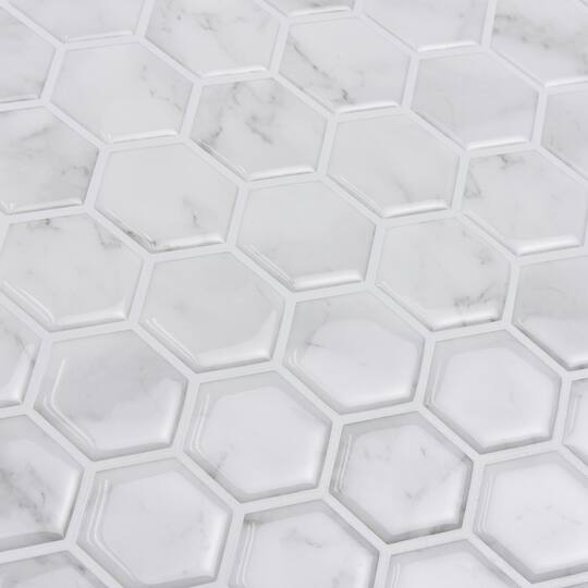 InHome Hexagon Marble Peel & Stick Backsplash Tiles
